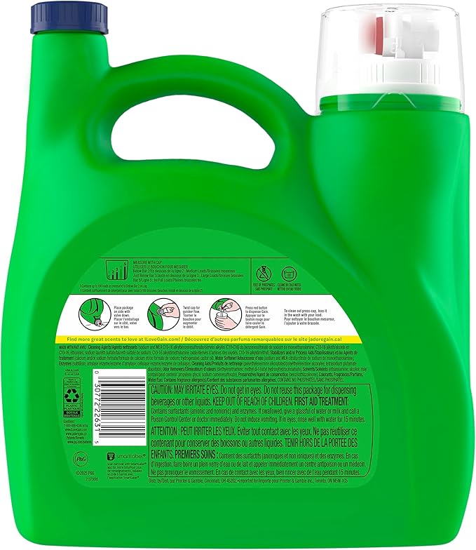 Gain Liquid Laundry Detergent with Odor Defense, Island Fresh Scent, Laundry Soap For HE Washing Machines, 132 fl oz, 100 Loads (Packaging May Vary)