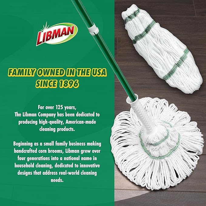 Libman Tornado Mop Refill, Direct Replacement Head for Libman Self Wringing Twist Mop, Cotton, Machine Washable, 3 Pack