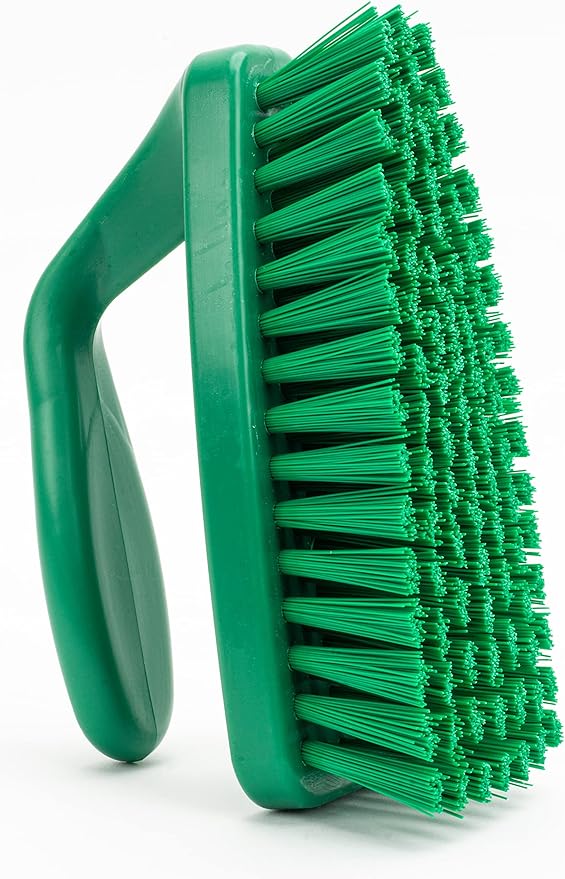 SPARTA Scrub Brush with Iron Shaped Handle and Stiff Bristles, Heavy Duty Scrubber Brush for Kitchen, Bathroom, Shower, Tile, Sink, Carpet and Bakepans, Polypropylene, 6 Inches, Green