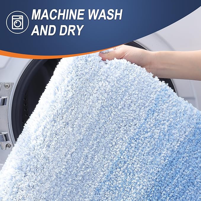 OLANLY Large Bathroom Rugs Mat 45x27, Extra Soft Absorbent Microfiber Bath Rugs, Rubber Backing, Quick Dry, Washable Bath Mats for Bathroom Floor, Tub and Shower, Home Decor Accessories, Light Blue