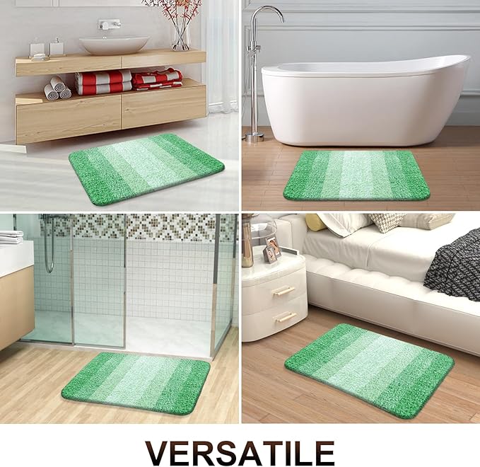 OLANLY Large Bathroom Rugs Mat 54x24, Extra Soft Absorbent Microfiber Bath Rugs, Rubber Backing, Quick Dry, Machine Washable Bath Mats for Bathroom Floor, Tub and Shower, Home Decor Accessories, Green