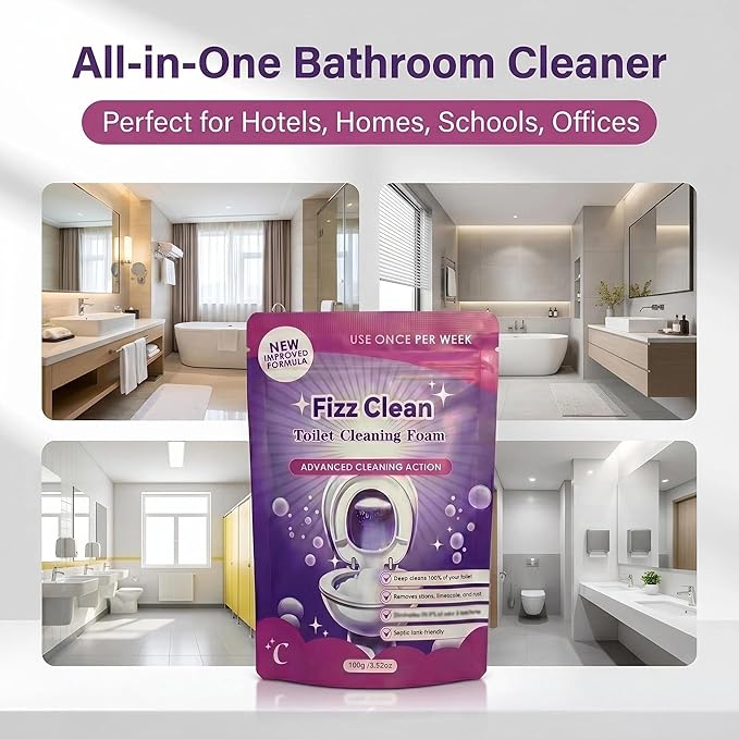 Fizz Clean Toilet bowl cleaner, a fast-foaming toilet cleaner that helps remove stains and odors. This bathroom toilet cleaner has a fresh scent and is easy to use,With Minimal Effort。 (1pc)