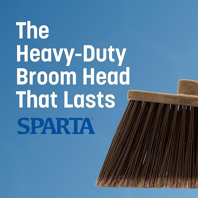 SPARTA Plastic Broom Head, Angled, Flagged for Small Debris Indoor, Outdoor, Home, Restaurant, Lobby, Office, 12 Inches, Brown, (Pack of 12)