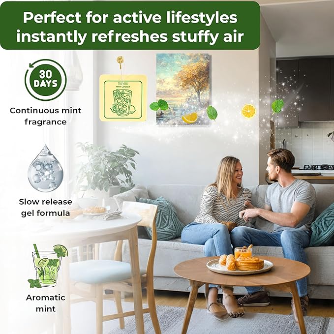 Mint Cooler - Room Deodorizer Gel Odor Eliminator For Home - Pack Of 3 - Bathroom Air Freshener Odor Absorber - Long Lasting Non Plug In Strong Scent For Kitchen Trash Basement Rv Closet Smell