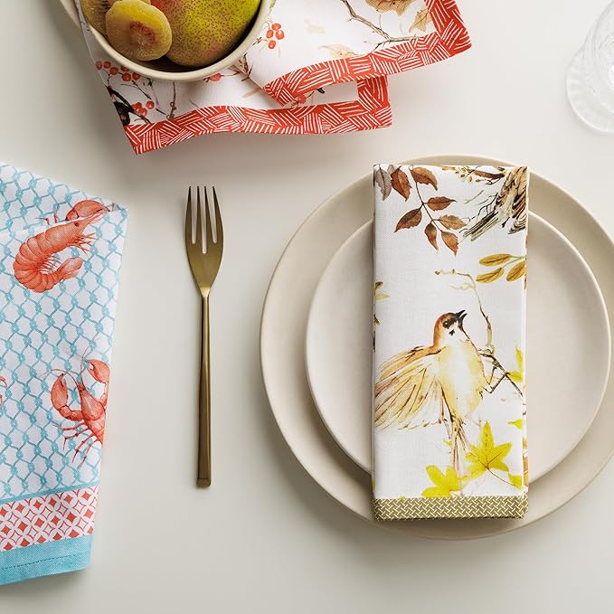 Maison d' Hermine 100% Cotton Cloth Napkins Set of 4 Everyday Reusable Square Napkins Cloth Washable Dinner Party Wedding Restaurant Hotel Kitchen Spring Summer (Verdier, 18" x 18")