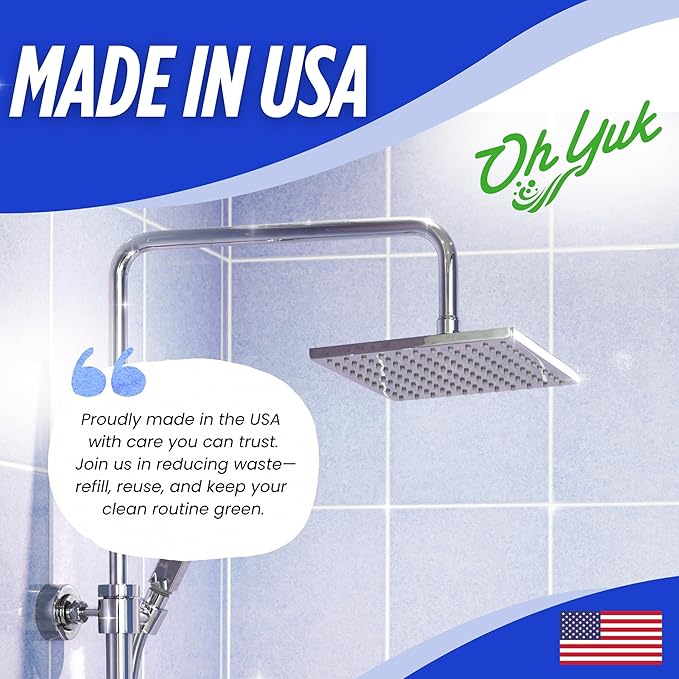 Oh Yuk Deep Shower Cleaner Concentrate – Refill Makes 4 Sprays | Dissolves Soap Scum from Tubs, Showers & Tile | Vegan, Responsibly Made in America - 16 fl oz