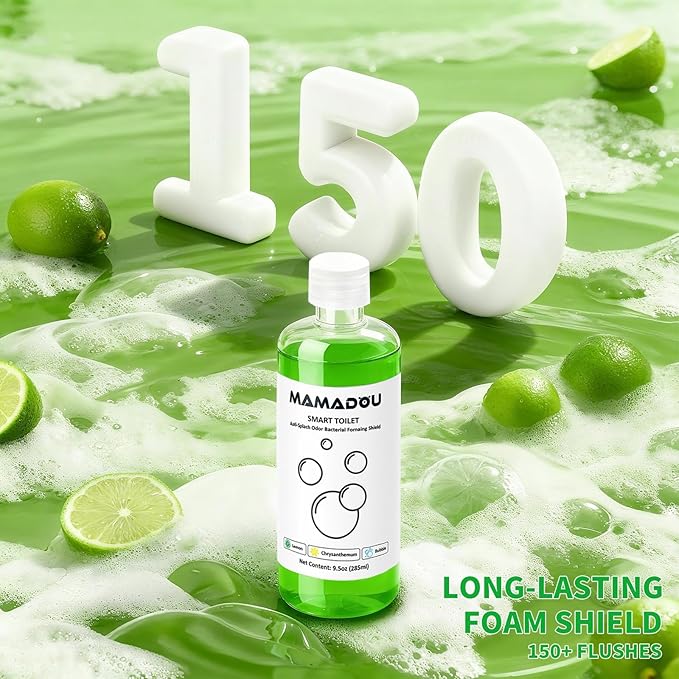 MAMADOU Foam Shield Smart Toilet Special Foaming Agent Splash Toilet Cleaner 285ml Deodorizing Cleaning Liquid Stain-Resistant Ceramic Bowl For Effective and Environmental Lime scent
