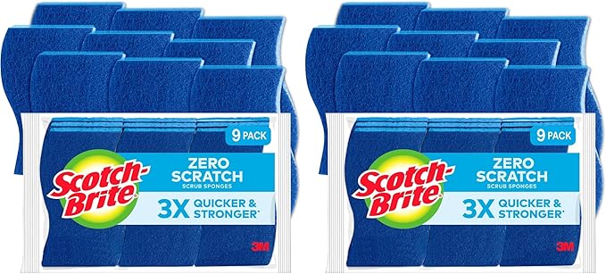Scotch-Brite Scrub Sponge, Non-Scratch, 9-Count (Pack of 2)