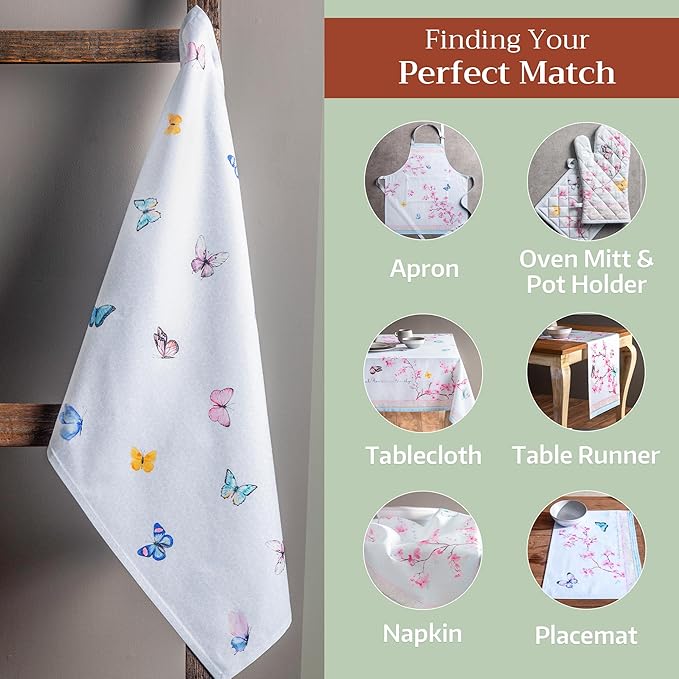 Maison d' Hermine Kitchen Towels Set of 3 100% Cotton 27.50" x 20" Reusable Cloth Tea Dish Towels Absorbent with Hanging Loop for Kitchen Farmhouse Hotel Spring Summer - Blossoms in Spring
