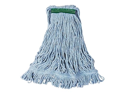 Rubbermaid Commercial Products Super Stitch Medium 20 OZ Blend Wet Mop, 1" Headband, Blue, for General Purpose Cleaning of Hard Floors Including Hardwood/Tile/Concrete