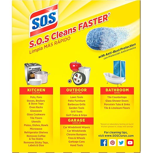 S.O.S-10002 , Steel Wool Soap Pads, 10 Ct