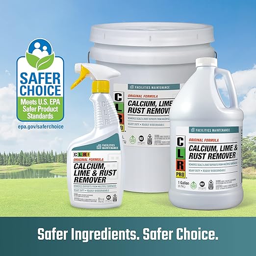 CLR PRO Calcium, Lime & Rust Remover - Quickly Removes Calcium and Lime Deposits, Stubborn Rust Stains, and Household Hard Water Deposits (32 Ounce Spray (Pack of 6))