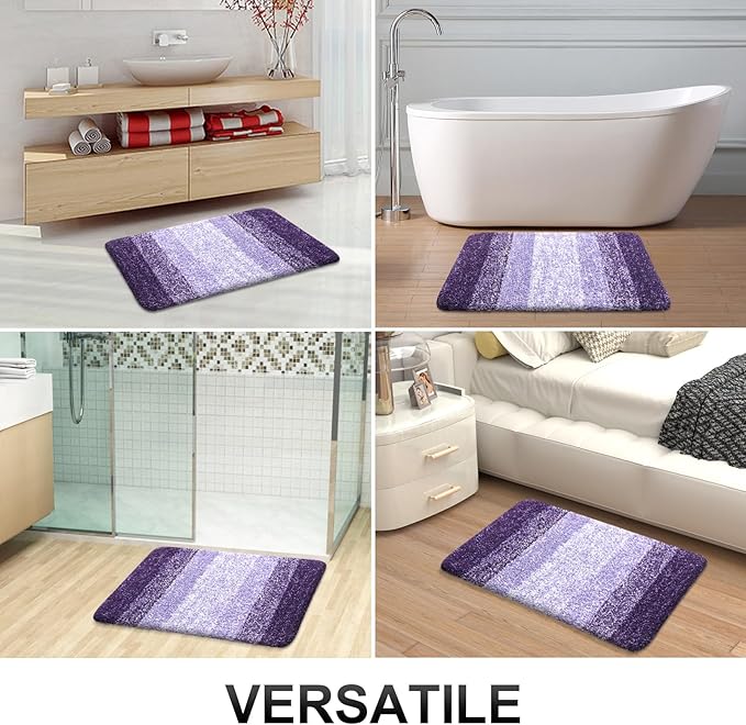 OLANLY Large Bathroom Rugs Mat 54x24, Extra Soft Absorbent Microfiber Bath Rugs, Rubber Backing, Quick Dry, Machine Washable Bath Mat for Bathroom Floor, Tub and Shower, Home Decor Accessories, Violet