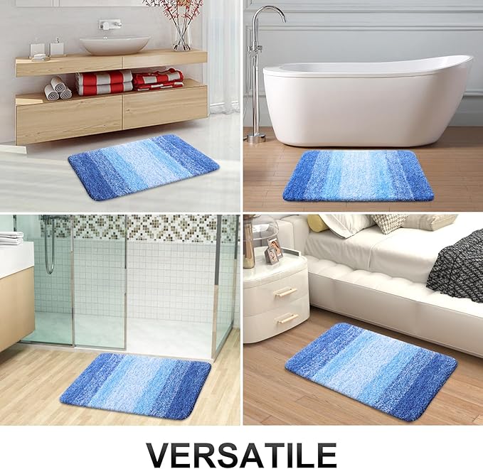 OLANLY Bathroom Runner Rugs Mat 47x17, Extra Soft Absorbent Microfiber Bath Rugs, Rubber Backing, Quick Dry, Long Bath Mats for Bathroom, Tub and Shower, Home Decor Accessories, Light Royal Blue