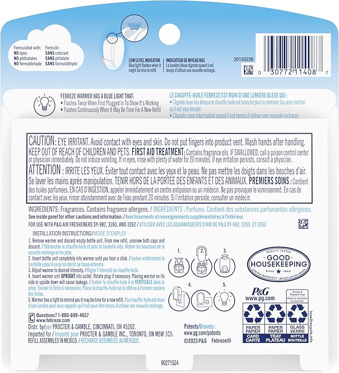 Febreze Plug In Air Freshener, Odor-Fighting Scented Oil Refill, Summer Berry Picking, 2 Refill