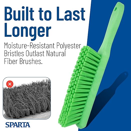 SPARTA 8 Inch Soft Counter Brush with Polyester Bristles and 5 Inch Handle, Color Coded Handheld Broom for Tables Countertops and Foodservice Surfaces, 13 Inch Overall Length, Lime