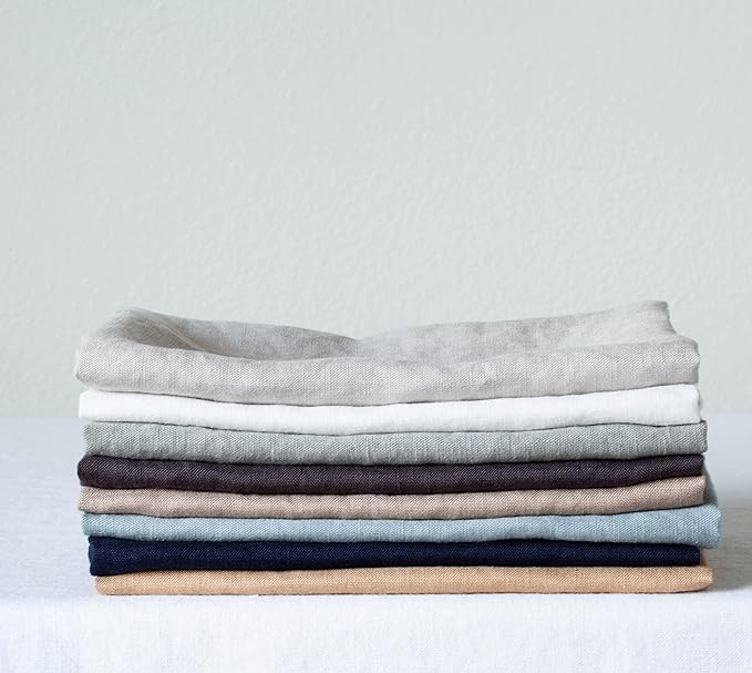 100% Pure Flax Linen Kitchen Towels-20x27 Inch-Stonewashed Flax Linen-Extra Soft Quick Dry for Tea Towels Dish Towels Hand Towels-Set of 2-Natural