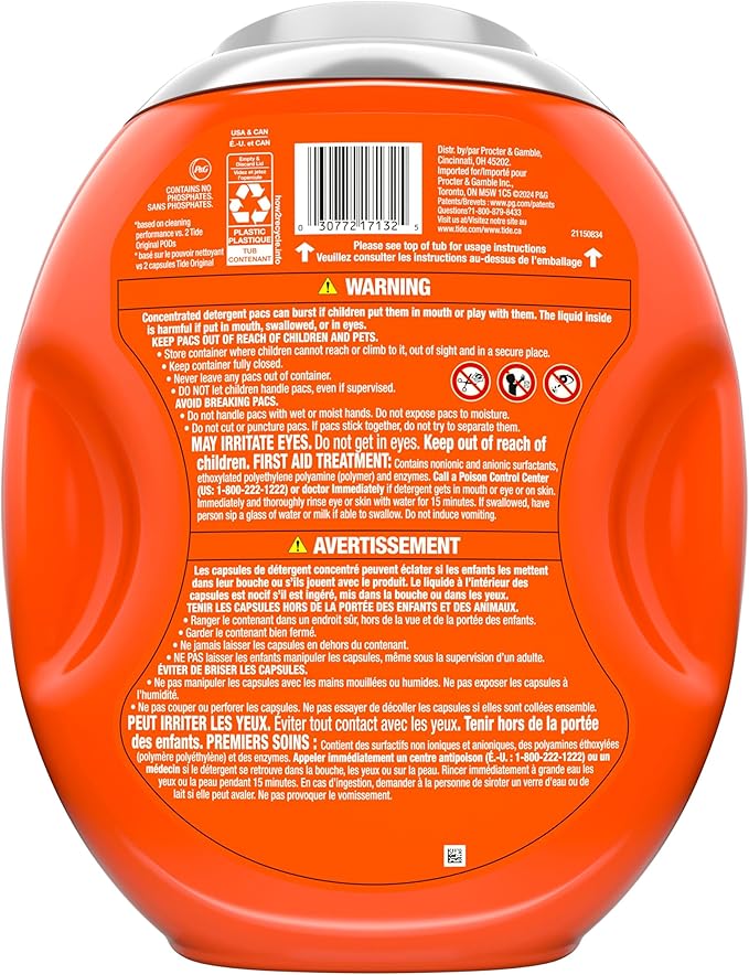 Tide Oxi Boost Power PODS Laundry Detergent Pacs, 57 Count, Set-In Stain Removal + Oxi Power, laundry soap detergent pacs