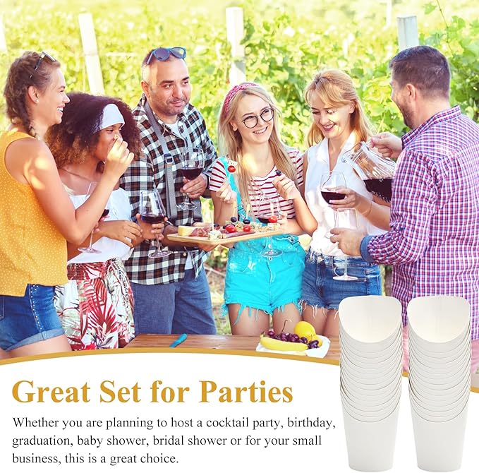 ZORRITA 50 Sets 14 oz Charcuterie Cups with Sticks and Bags, Individual White Paper Charcuterie Boxes Disposable Individual Appetizer Serving Cups (50 Cups + 200 Cocktail Picks + 50 Bags + 50 Ties)