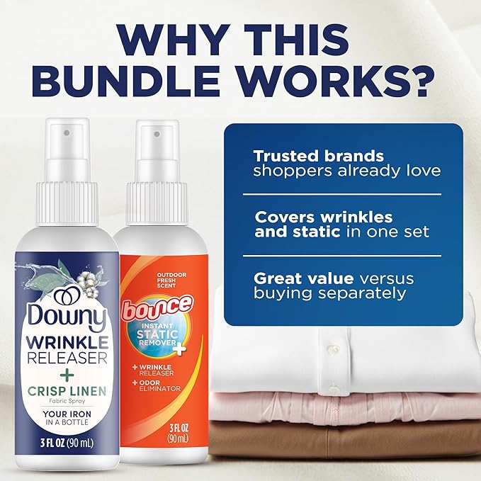 Downy Wrinkle Release Spray Bundle w/Bonus 3oz Bounce Spray Sample - 3 Pack