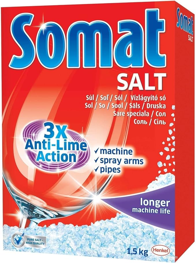 Somat Anti-Lime Action Dishwasher Salt 3.3 Pounds (Pack of 4)