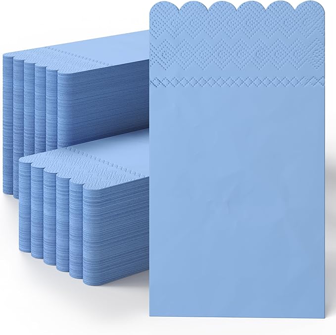 Party Solids Light Blue Scalloped Napkins Disposable 20 Pcs 3-Ply Light Blue Scalloped Dinner Napkins Disposable Decorative for Dinners & Parties, Paper Guest Towels for Bathroom & Party Supplies