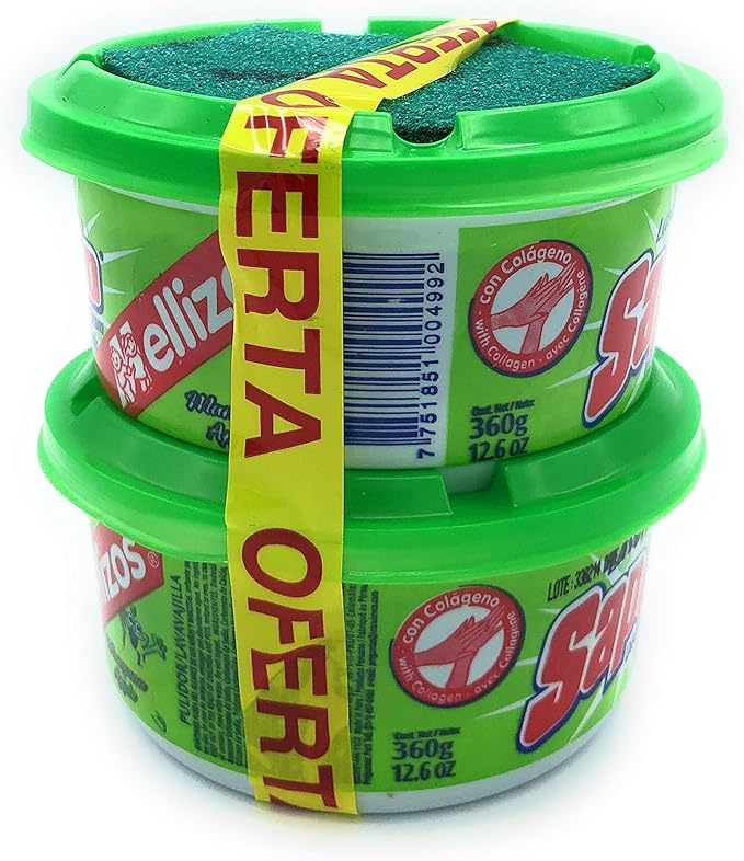 Sapolio Dishwashing Cream,Tutifruti,Lemon,Apple,Orange,360 grs,2 pack. (green)