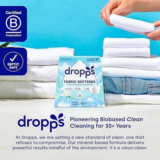 Dropps Fabric Softener Pods, Unscented (64 Count) - Free & Clear | Laundry Softener For Soft & Fluffy Fabrics | Liquid Softener & Dryer Sheet Alternative | Clean Ingredients | Plastic Free Packaging