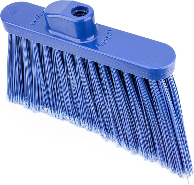 SPARTA Plastic Broom Head, Angled, Flagged for Small Debris Indoor, Outdoor, Home, Restaurant, Lobby, Office, 12 Inches, Blue