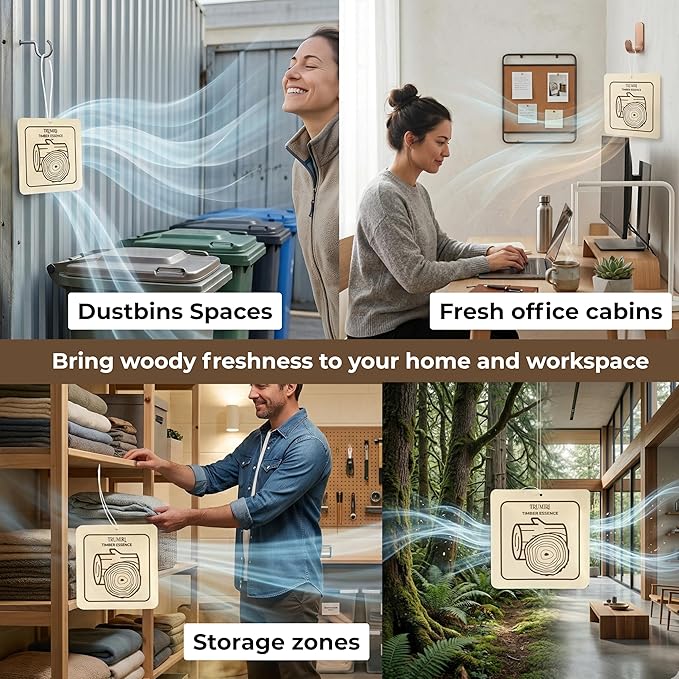 Timber Essence - Room Deodorizer Gel Odor Eliminator For Home - Pack Of 3 - Bathroom Air Freshener Odor Absorber - Long Lasting Non Plug In Strong Scent For Kitchen Trash Basement Rv Closet Smell