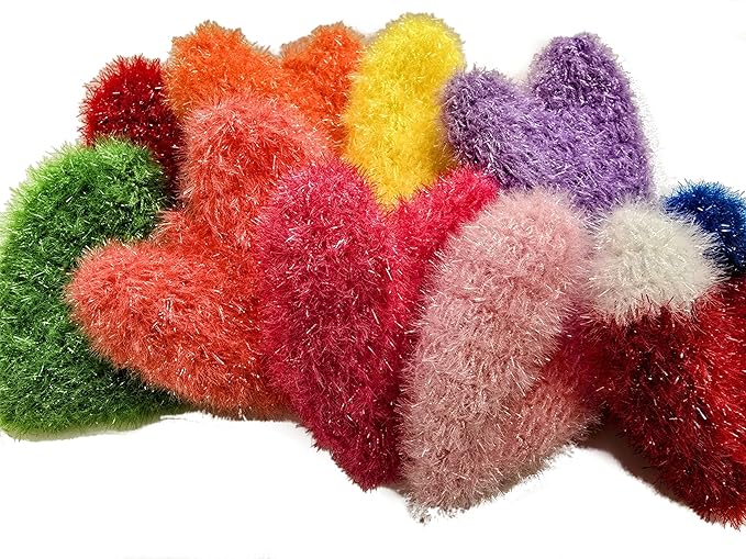 100% Handmade Crochet Heart Design Dish Scrubber Dishwash Scrubbies 3 Set