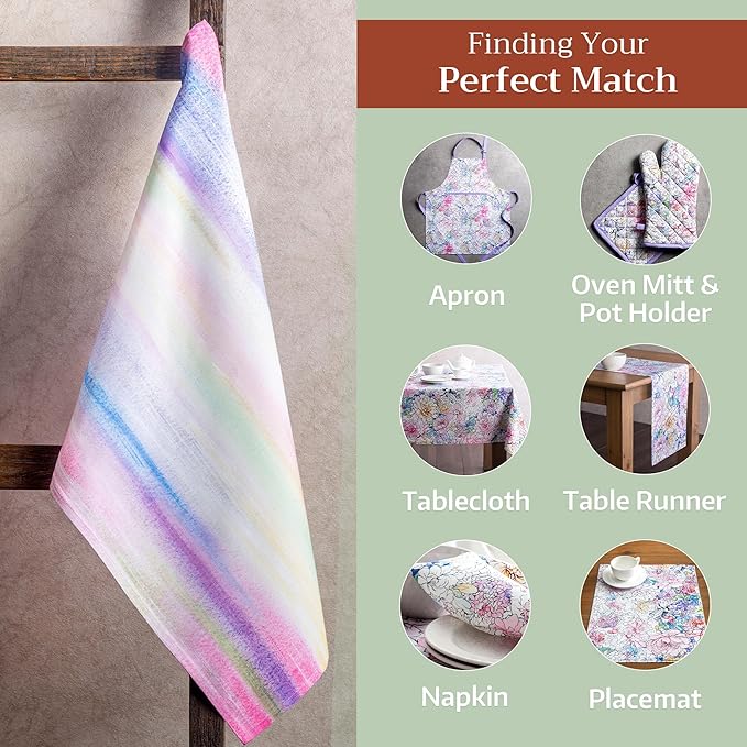 Maison d' Hermine Kitchen Towels Set of 3 100% Cotton 27.50" x 20" Reusable Cloth Tea Dish Towels Absorbent with Hanging Loop for Kitchen Farmhouse Hotel Spring Summer - Floral Love
