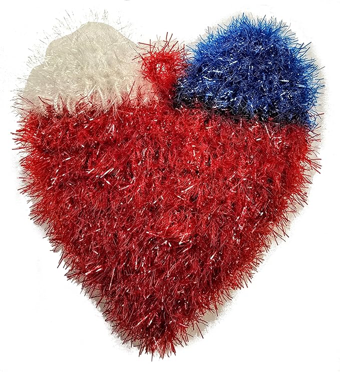 100% Handmade Dish Scrubber White/Red/Blue Design Dishwash Scrubby (Limited Edition) 3Qty (Heart (1qty))
