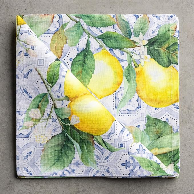 Maison d' Hermine 100% Cotton Cloth Napkins Set of 4 Everyday Reusable Square Napkins Cloth Washable Dinner Party Wedding Restaurant Hotel Kitchen Spring Summer (Citrus, 20" x 20")
