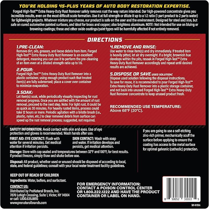 FORGED HIGH-TEST™ Extra Heavy-Duty Rust Remover, 8.96 pounds (Pack of 1) | 128 oz. | Auto Parts, Hardware, Restoration & More!