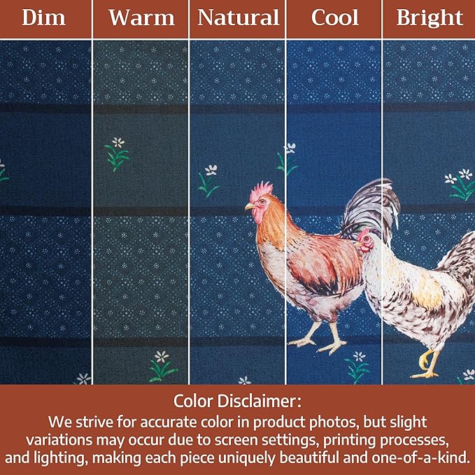 Maison d'Hermine Kitchen Towels Set of 2 100% Cotton 27.50" x 20" Reusable Cloth Tea Dish Towels Absorbent with Hanging Loop for Kitchen, Home, Dining, Cocktail Parties (Meadow Rooster)
