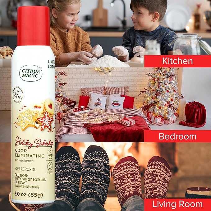 Citrus Magic Holiday Odor Eliminating Air Freshener Spray, Holiday Bakeshop, 3-Ounce, Pack of 3