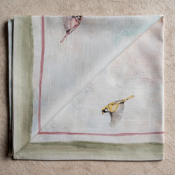 Maison d' Hermine 100% Cotton Cloth Napkins Set of 4 Everyday Reusable Square Napkins Cloth Washable Dinner Party Wedding Restaurant Hotel Kitchen Spring Summer (Flying Birds, 20" x 20")