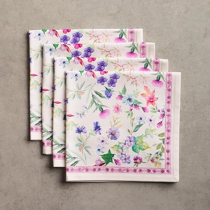 Maison d' Hermine 100% Cotton Cloth Napkins Set of 4 Everyday Reusable Square Napkins Cloth Washable Dinner Party Wedding Restaurant Hotel Kitchen Spring Summer (Chardon, 20" x 20")