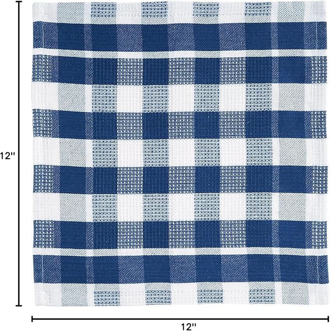 LANE LINEN 100% Cotton Kitchen Dish Cloths, Ultra Soft Absorbent Quick Drying Dish Towels, Multiweave Wash Cloths Dish Towel Sets, 12x12 Inches, 12 Pack - Navy