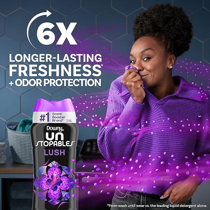 Downy Unstopables In Wash Scent Booster Beads, Lush Scent, 18.2 oz, Laundry Beads for Odor Protection, Downy Scent Booster Beads, Laundry Scent Boosters