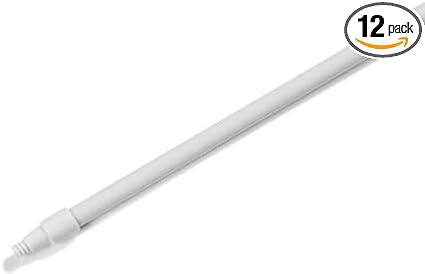 SPARTA 4022702 Fiberglass Broom Handle, Mop Handle, Replacement Handle With Acme Threaded Tip For Commercial Cleaning, 60 Inches, White, (Pack of 12)