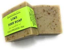 Allnations Soap Co - Handmade Solid Dish Soap Bar - Free of Dyes and Fragrance - 5oz - Unscented - Vegan (Lime)