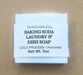 Allnations Soap Co - Handmade Solid Dish Soap Bar - Free of Dyes and Fragrance - 5oz - Unscented - Vegan (Baking Soda)