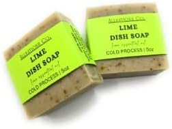 Allnations Soap Co - Handmade Solid Dish Soap Bar - Free of Dyes and Fragrance - 5oz - Unscented - Vegan (Lime)
