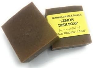 Allnations Soap Co - Handmade Solid Dish Soap Bar - Free of Dyes and Pure Essential Oil - 5oz - Vegan (Lemon)