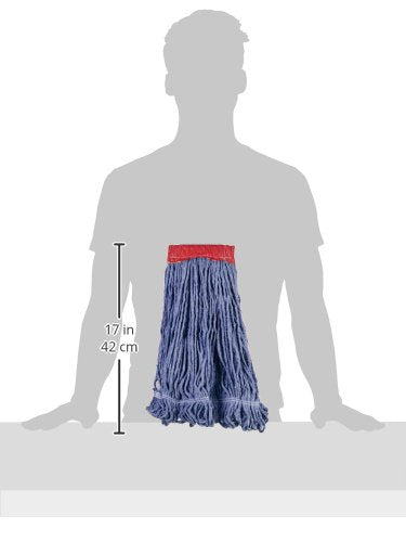 Amazon Basics Loop-End Synthetic Mop Head, 5-Inch Headband, Large, Machine Washable, Blue, 6-Pack