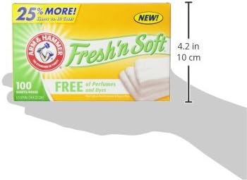 Arm & Hammer Fabric Softener Sheets, Free of Perfumes and Dyes, 100 Count, (Pack of 2)