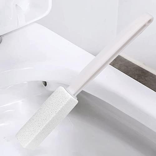 Toilet Cleaner Stone Dead Corner Grout Cleaner Long Handle Bathroom Appliances Toilet Brush for Household Cleaning (White 20.5cm)