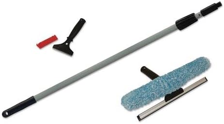 Boardwalk Window Cleaning Kit, 12" Wide Combo Washer/Squeegee, 8 ft Extension Pole, 4" Wide Scraper with 8" Handle